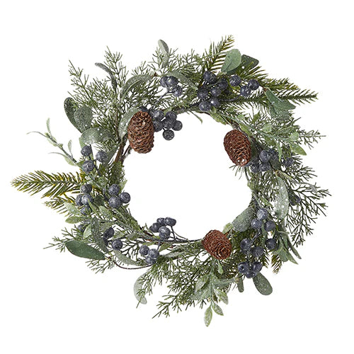 Juniper Berry and Pinecones Candle Ring Wreath