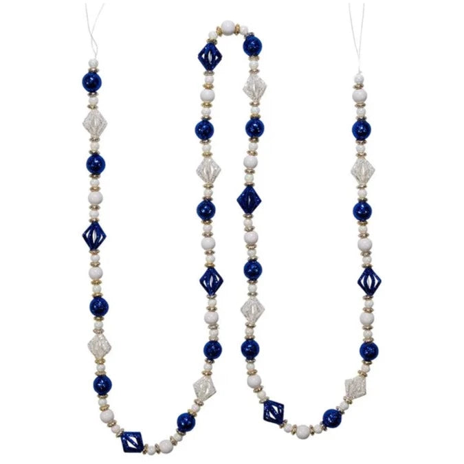 Kurt Adler Blue and White Glittered Ball Garland