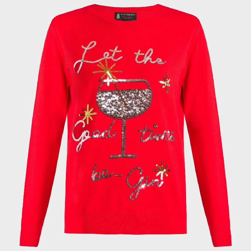 LADIES GOODTIMES BE GIN JUMPER RED