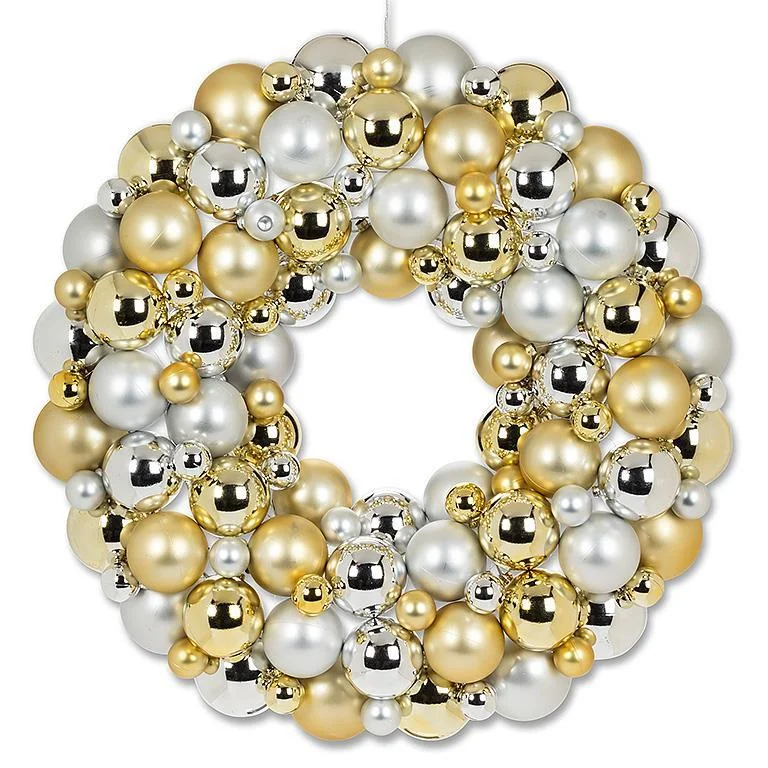 Large Gold & Silver Ball Ornament Wreath