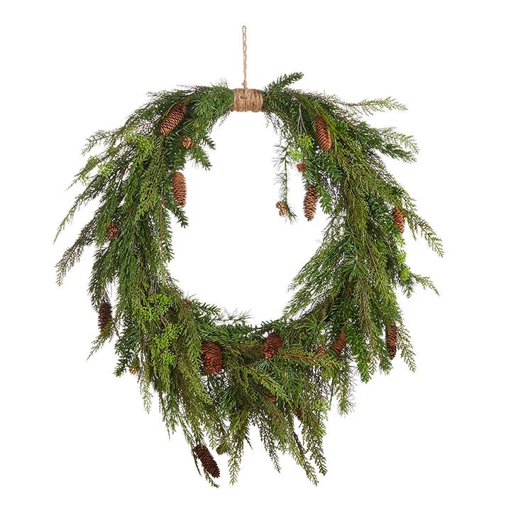 Large Oval Cedar and Pinecone Wreath