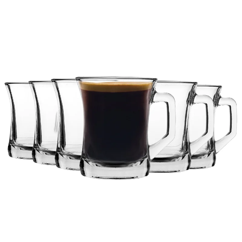 225ml Clear Zen+ Coffee Glasses - Pack of Six - By LAV