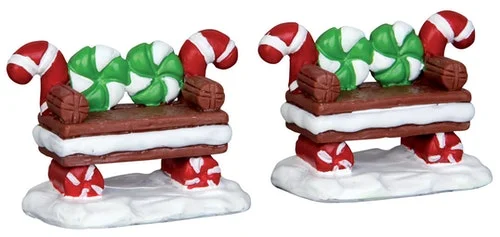 Lemax Accessories <br>  Peppermint Cookie Bench, Set of 2