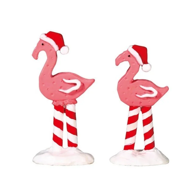 Lemax Sugar 'N Spice Figurine<br> Pink Flamingos, Set of 2