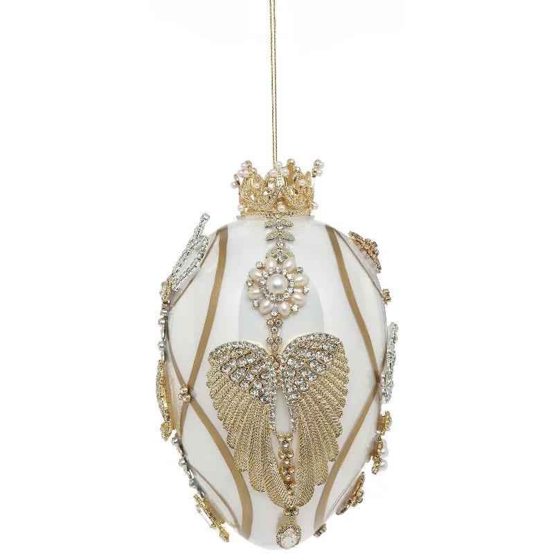 Mark Roberts Pre-Order 2024 <br> Hanging Ornament <br> Ivory & Pearl Faberge Egg (18cm)