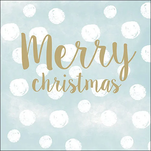 "Merry Christmas" Snowballs Blue Christmas Paper Napkins