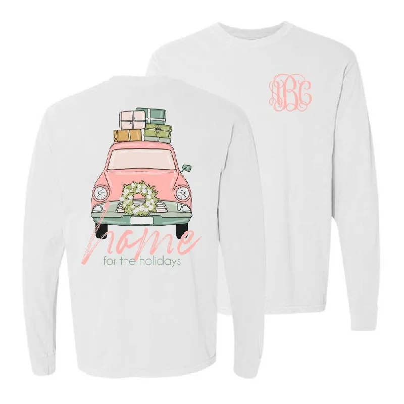 Monogrammed 'Home For The Holidays' Front & Back Long Sleeve T-Shirt