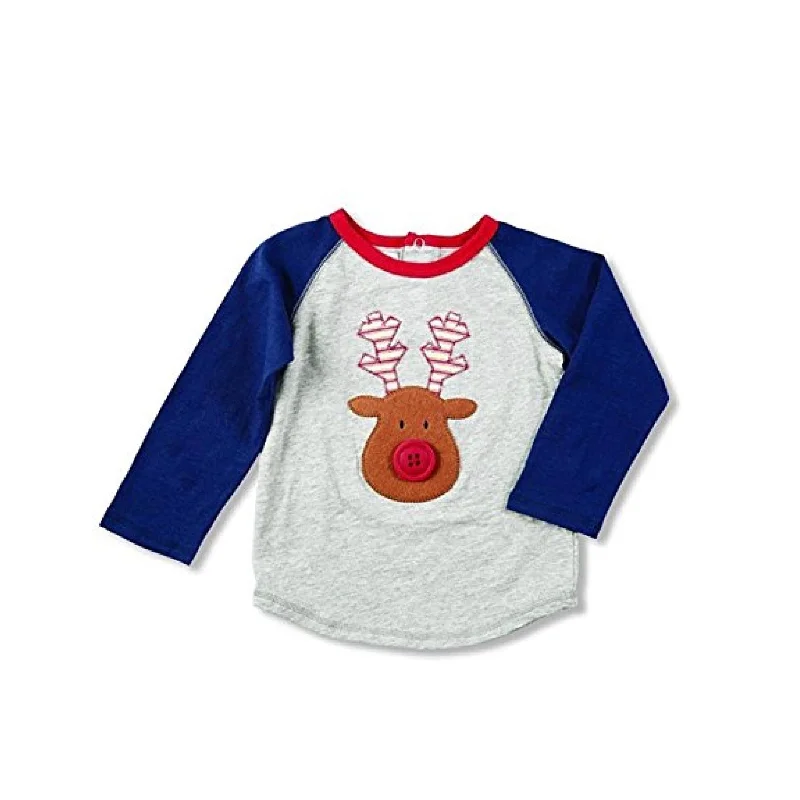 Mud Pie Button Nose Reindeer T Shirt