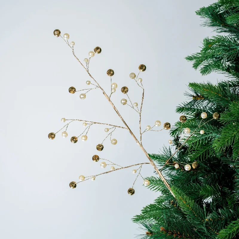 Pearl & Gold Ball Festive Tree Pick