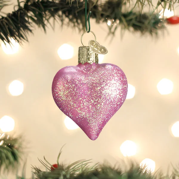 Pink Glittered Heart Ornament