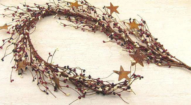 Pip Berry Garland With Stars, Country Mix, 40"