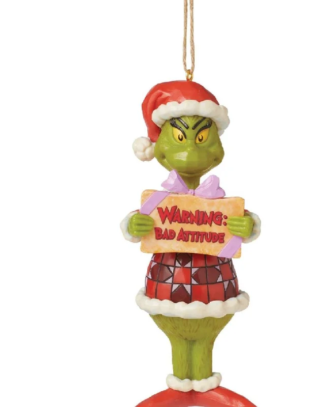 The Grinch 5" Warning Bad Attitude Grinch Ornament