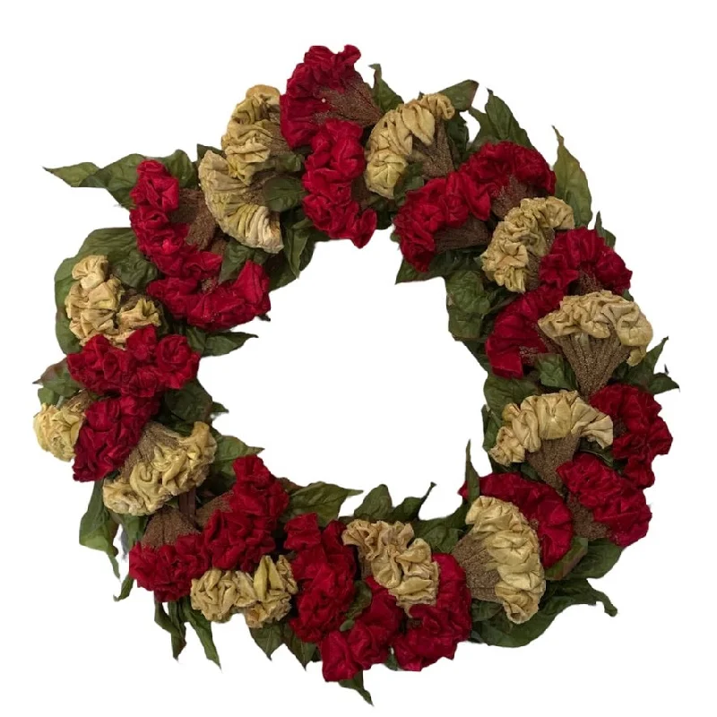 Red and Gold Velvet Flower Wreath