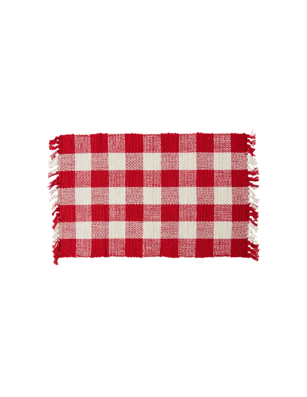 Red Check Woven Placemat Set