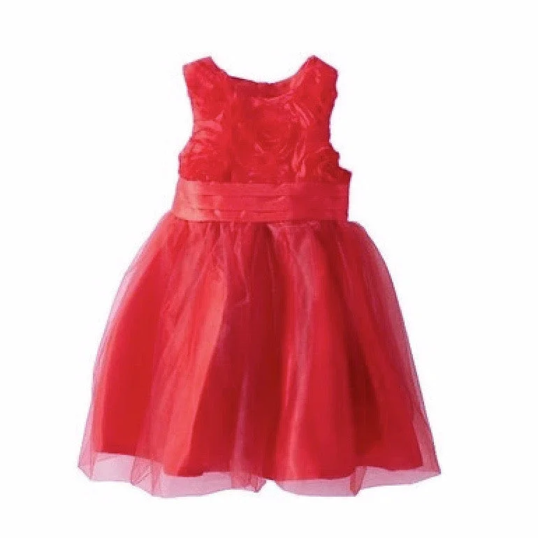 Mud Pie Red Rosette Dress with Ruffles