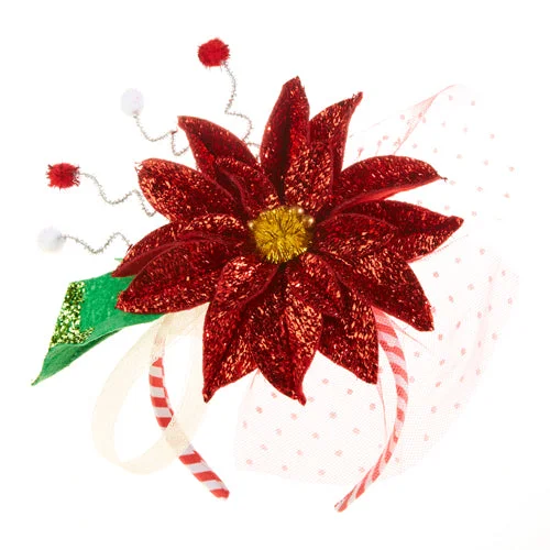 Red Sparkle Poinsettia Christmas Headband