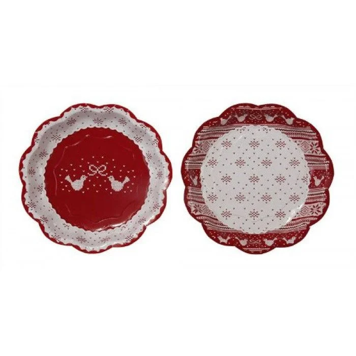 Red & White "Knitted Noel" Christmas Paper Plate