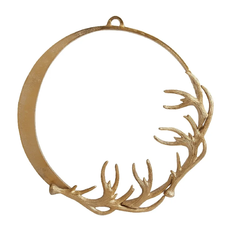 Eric + Eloise Collection Rustic Gold Deer Antler Sculpture Metal Holiday Wreath