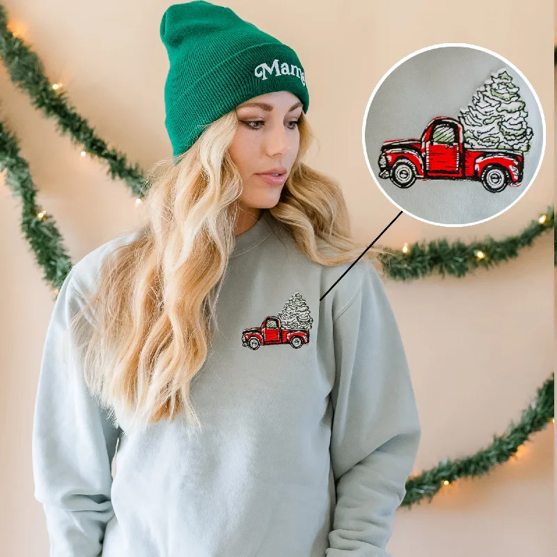 Embroidered PIGMENT Crewneck - Christmas Truck