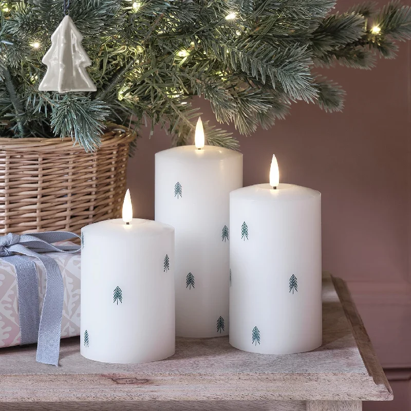 TruGlow® Christmas Tree Decal LED Pillar Candle Trio