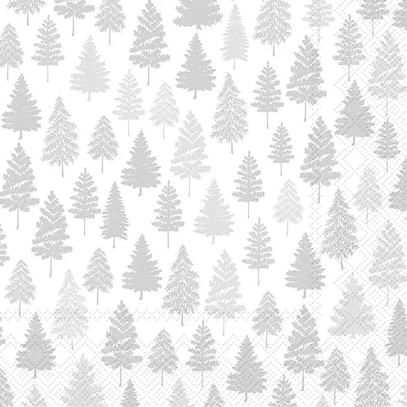 Silver Nordic Forest Paper Napkin - Cocktail