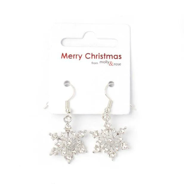 Silver Snowflake Christmas Earrings