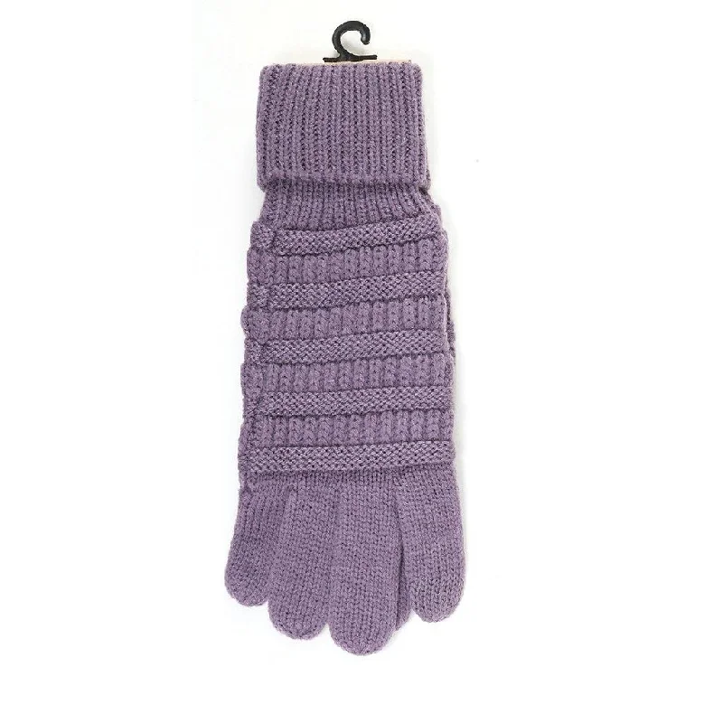 CC Beanie : Solid Cable Knit CC Gloves - Violet