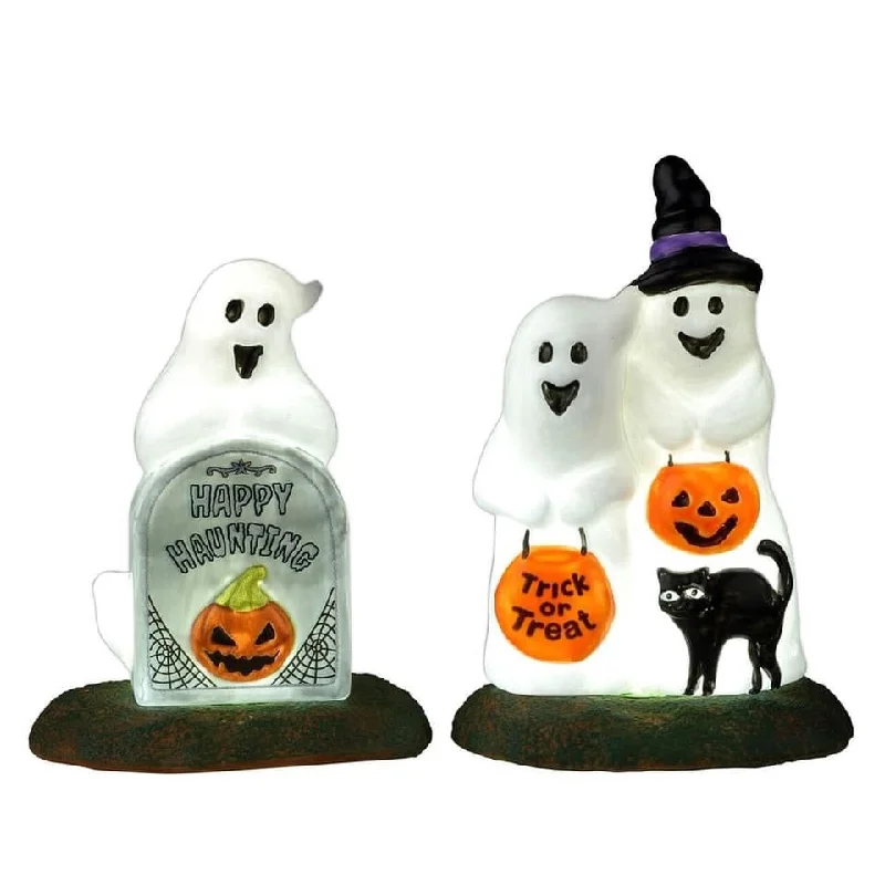 SPOOKY TOWN <br> Lighted Accessories <br> Happy Halloween Ghosts, Set of 2