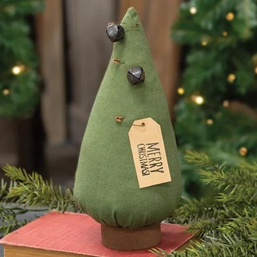 Stuffed Primitive Merry Christmas Tree on Base