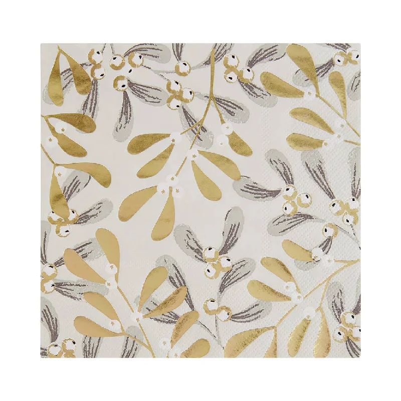 Botanical Mistletoe Christmas Paper Napkin