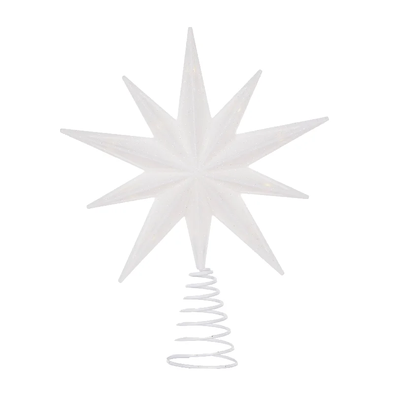 Tree Topper - 9 Point LED White Star <br> (Battery Operated)