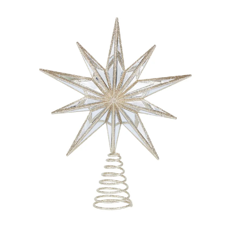 Tree Topper - 9 Point Mirrored Star Champagne