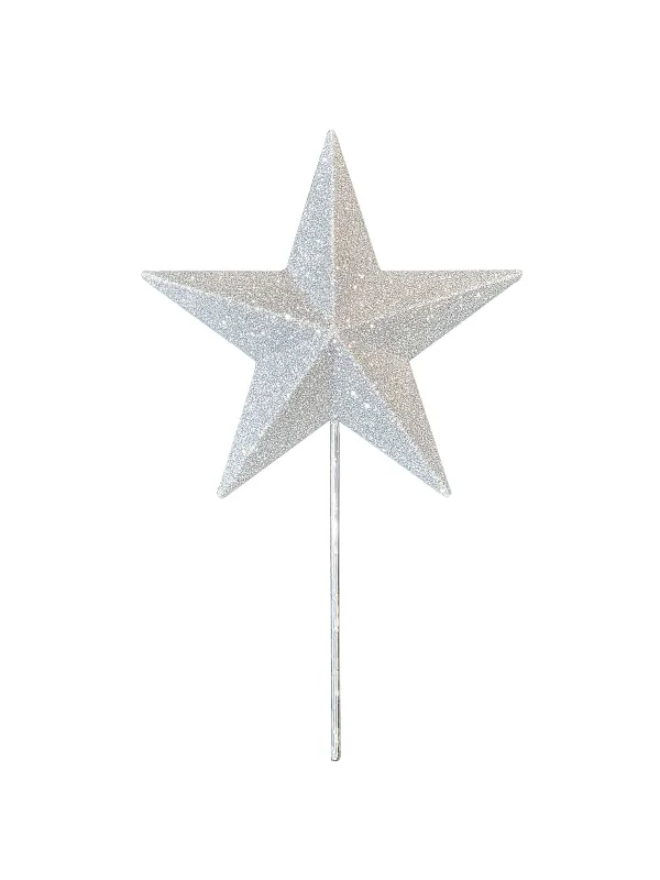 Tree Topper - Star Christmas Tree Topper 20cm Glitter Silver