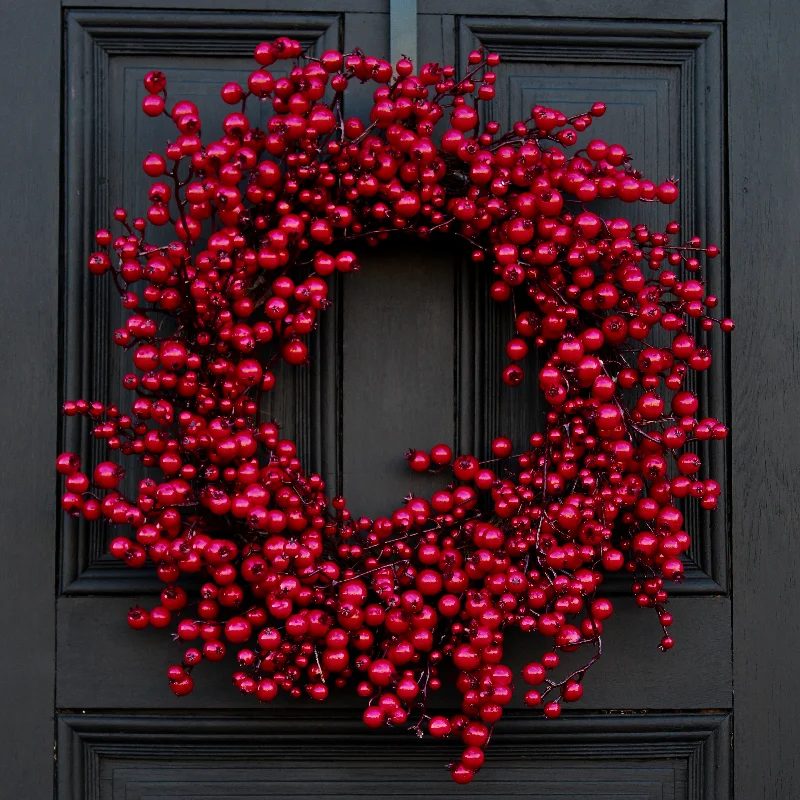 Waterproof Red Berry Front Door Christmas Holiday Front Door Wreath