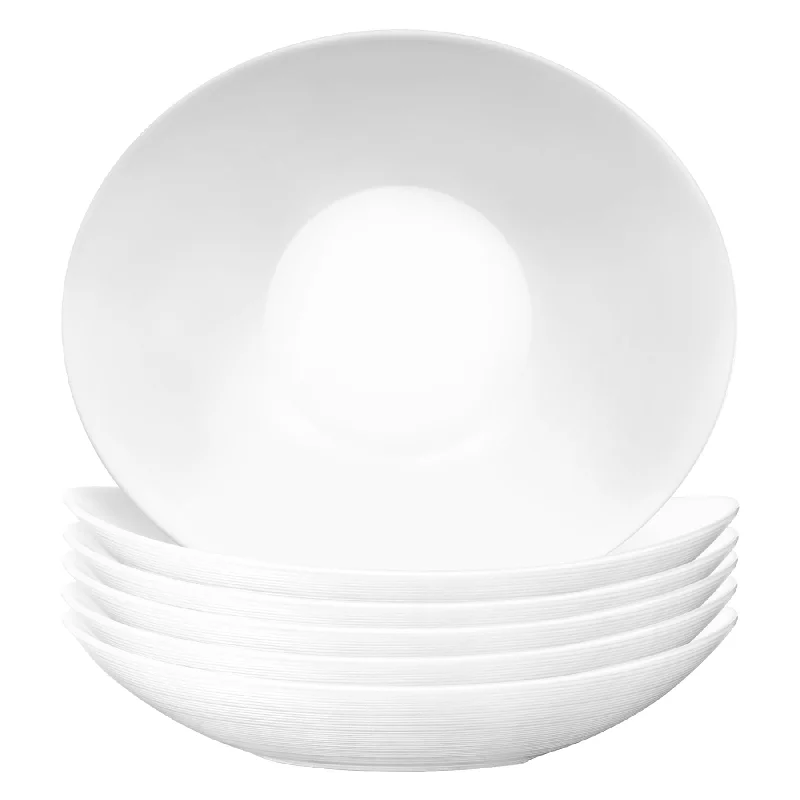 White 23cm Prometeo Oval Glass Soup Plates - Pack of 6 - By Bormioli Rocco