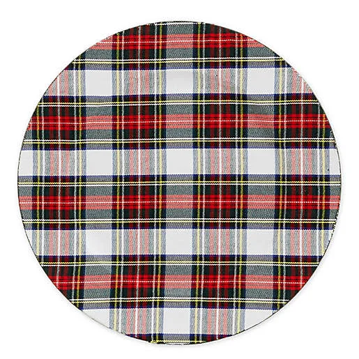 White Tartan Fabric Christmas Chargers