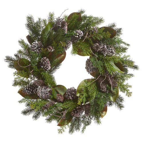 Whitewash Pinecone and Greenery Wreath