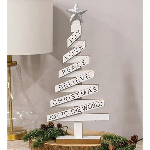 Woodland White Christmas Tree w Sayings