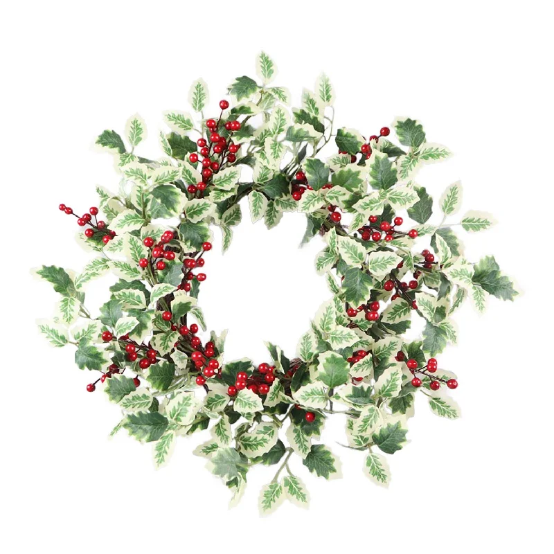 Holly Wreath with Red Berries