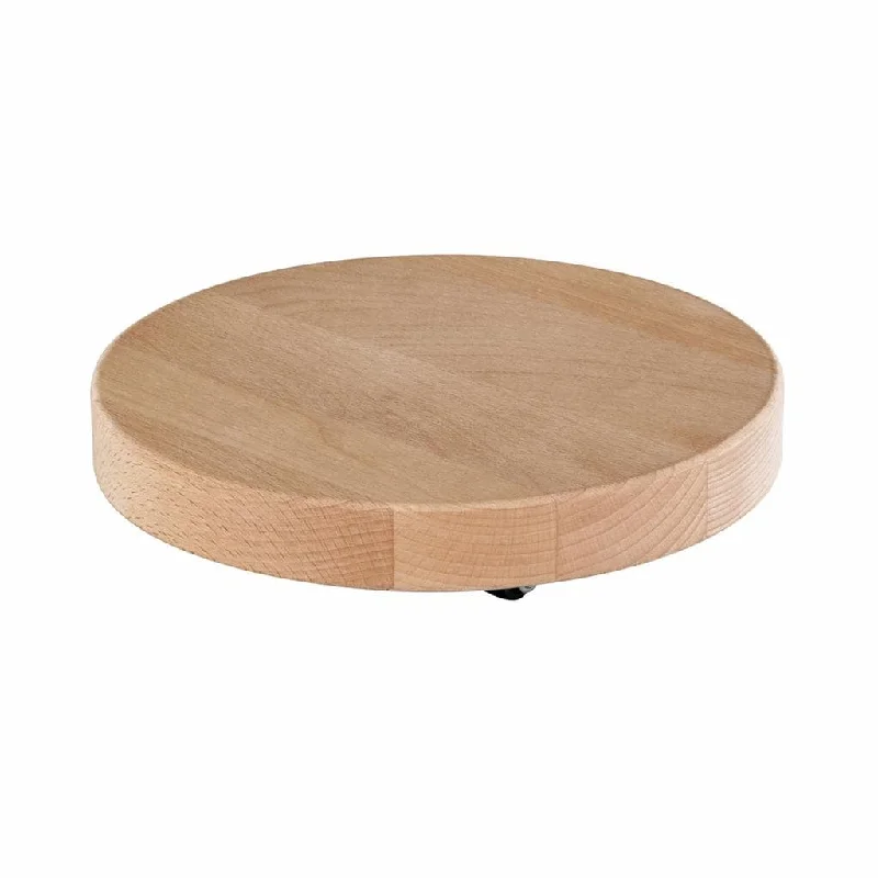 10" Natural Round Indoor Wooden Plant Caddy w/No-Show Casters - 9.6"Dx1.8"H