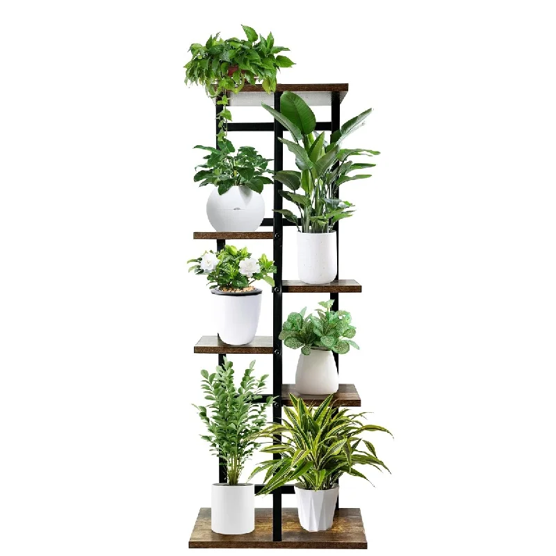 6-Tier Wooden Potted Plant Display Shelves