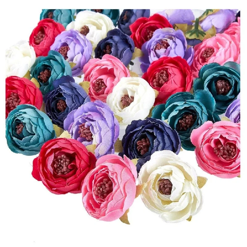 60-Pack Peony Flower Heads Artificial Flowers Wedding Decorations Mixed Colors