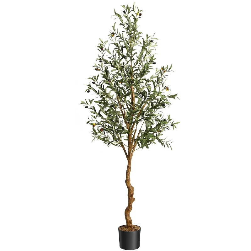 Artificial Olive Tree 6FT(72in) Tall Faux Silk Olive Trees - Green