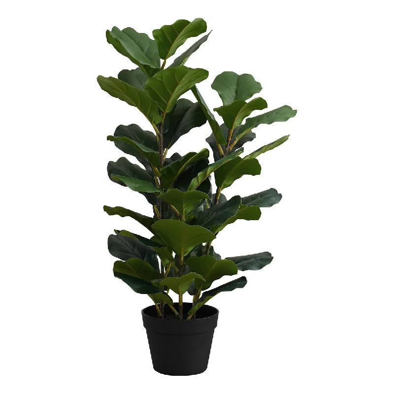 Artificial Plant, 32" Tall, Fiddle Tree, Indoor, Faux, Fake, Floor, Greenery, Potted, Real Touch, Decorative, Green Leaves