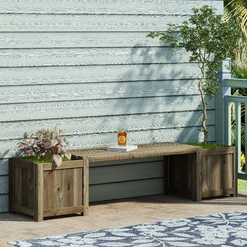 Elina Outdoor Fir Wood Outdoor Planter Bench by Christopher Knight Home