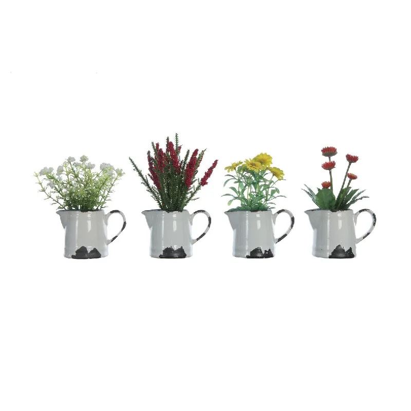 Faux Flowers in Ceramic Pitcher (Set of 4 Styles) - Multicolor