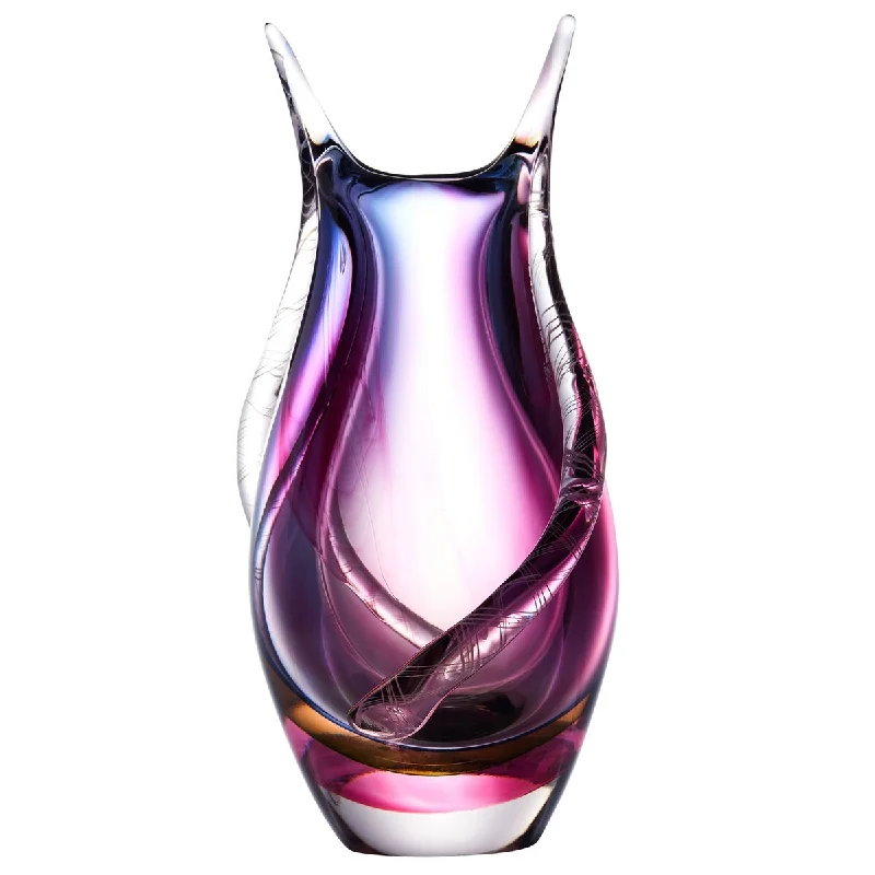 Luxury Lane Hand Blown Sommerso Art Glass Teardrop Vase 8-10.5 inch tall