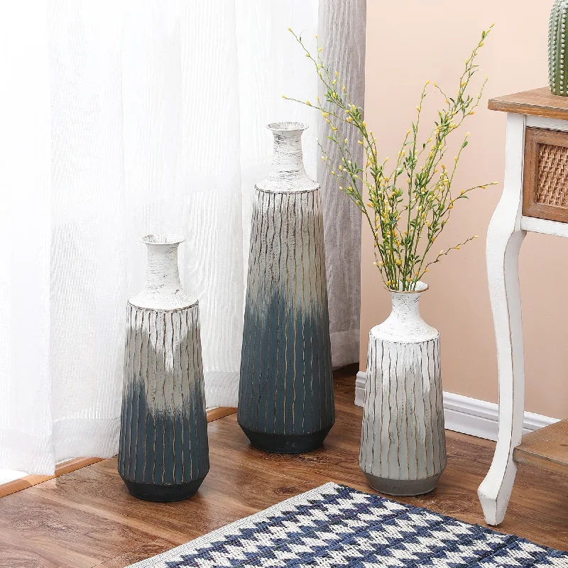 Multi-Color Ombre Metal Bottle Vases (Set of 3)