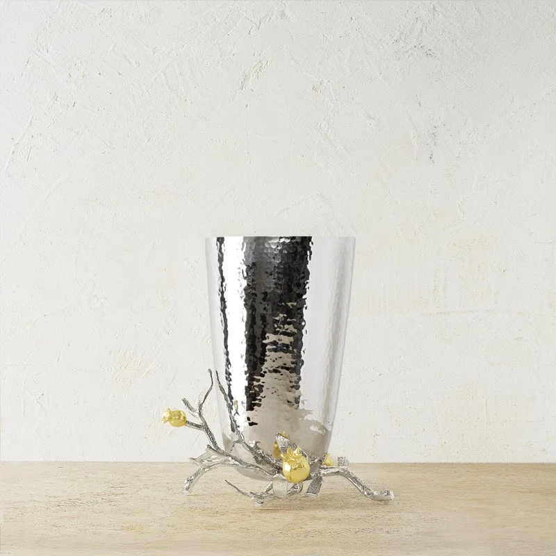 Pomegranate Silver & Gold Vase