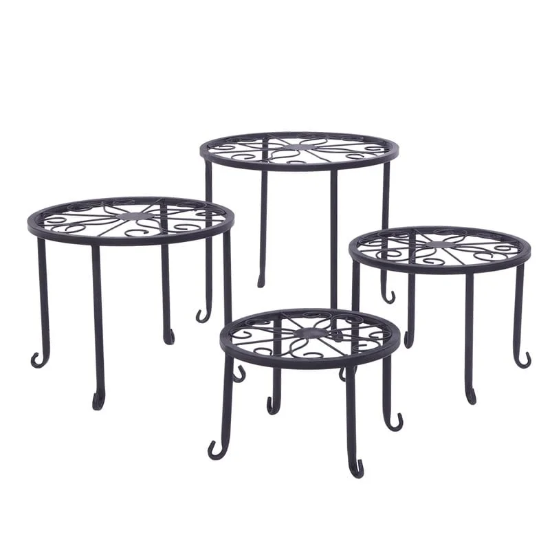 Round Iron Garden Plant Stand Pot Potted Holder